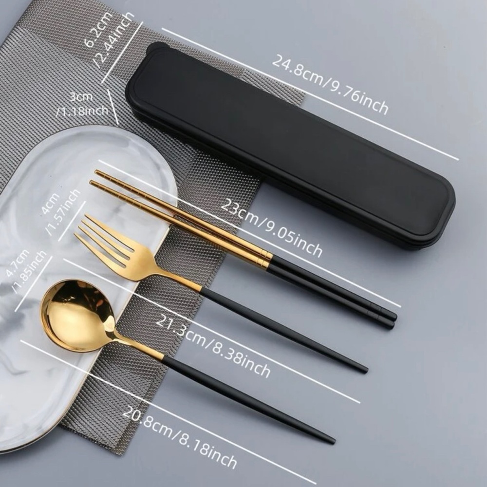 New in box Cutlery Three-piece Portable Spoon Fork Chopsticks Set